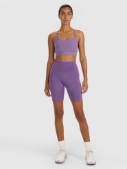 4F Legginsy kolarki treningowe damskie - fioletowe M. Czerwone legginsy sportowe damskie 4F, m, bez wzorów, z dzianiny, z podwyższonym stanem, krótkie, na fitness i siłownię. Za 99.99 zł.