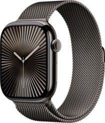 Smartwatch Apple Watch 10 GPS + Cellular 42mm Slate Titanium Milanese Loop Czarny (MX053ET/A). Czarne zegarki smartwatch Apple, bez wzorów. Za 3,699.99 zł.