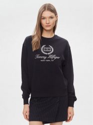Tommy Hilfiger Bluza Flag Script WW0WW41758 Granatowy Regular Fit. Niebieskie bluzy damskie Tommy Hilfiger, s, bez wzorów, z bawełny, bez ramiączek, bez kaptura. Za 459.99 zł.