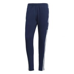 Spodnie do piłki nożnej męskie Adidas Squadra 21 Sweat Pants. Niebieskie spodnie sportowe męskie Adidas, m, bez wzorów, z dresówki, na fitness i siłownię. Za 136.00 zł.
