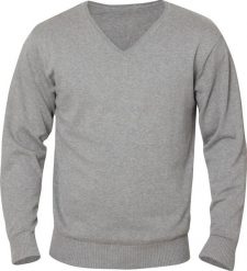 Clique Sweter V‑neck Aston z bawełny szary melanż. Szare swetry męskie CLIQUE, m, bez wzorów, z bawełny, bez kołnierzyka, bez ramiączek. Za 233.95 zł.