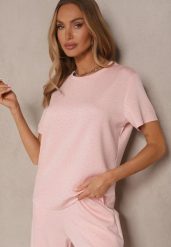 Różowy T-shirt z Wiskozą i Cyrkoniami Erritia. Czerwone t-shirty damskie Renee, l, bez wzorów, z jeansu, biznesowe, bez kołnierzyka, bez ramiączek. Za 69.99 zł.