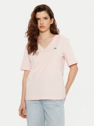 Lacoste T-Shirt TF7300 Różowy Regular Fit. Czerwone t-shirty damskie Lacoste, bez wzorów, z bawełny, bez kołnierzyka, bez ramiączek. Za 279.99 zł.