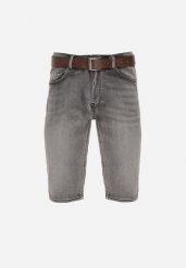 Szare Szorty Jeansowe z Bawełny Dodatkowo Pasek z Ekoskóry Tramelia. Szare szorty męskie Born2be, bez wzorów, z bawełny, eleganckie. Za 49.99 zł.