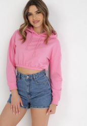 Różowa Bluza Chlororeia. Czerwone bluzy damskie Born2be, l, bez wzorów, z dzianiny, casualowe, bez ramiączek, z kapturem. Za 34.99 zł.