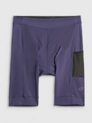 4F Spodenki kolarskie z żelową wkładką męskie - granatowe XXL. Niebieskie szorty męskie 4F, bez wzorów, z materiału. Za 249.99 zł.