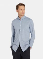 PAKO LORENTE - Granatowa koszula w drobną kratę. Koszule męskie Pako Lorente, na jesień, m, bez wzorów, z elastanu, bez kołnierzyka, bez ramiączek. Za 299.99 zł.