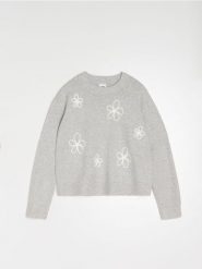 Sweter z domieszką wełny - szary. Szare swetry nierozpinane damskie Sinsay, l, bez wzorów, z wełny, bez kołnierzyka, bez ramiączek. Za 69.99 zł.