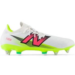 Korki męskie New Balance FURON PRO SG V7+ SF1SH75 – białe. Białe buty sportowe męskie New Balance, bez wzorów, z materiału, bez zapięcia, do piłki nożnej. Za 599.99 zł.