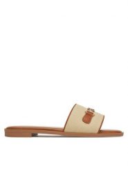 Nine West Klapki 678322-84 Beżowy. Brązowe klapki damskie Nine West, bez wzorów, z materiału, bez obcasa, bez zapięcia. Za 104.99 zł.