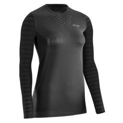 Koszulka do biegania Ultralight z długim rękawem CEP damska. Czarne bluzki damskie CEP, l, bez wzorów, sportowe, bez kołnierzyka, bez ramiączek. Za 219.00 zł.