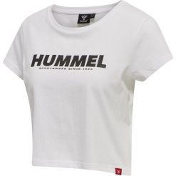 Damska koszulka crop top Hummel Legacy. Białe bluzki damskie Hummel, s, bez wzorów, sportowe, bez kołnierzyka, bez ramiączek. Za 55.00 zł.