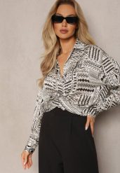Beżowo-Czarna Koszula o Luźnym Fasonie w Etno Wzór Goliana. Brązowe koszule damskie Renee, l, bez wzorów, etno, bez kołnierzyka, bez ramiączek. Za 79.99 zł.