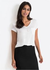 T-shirt z miękkiej wiskozy. Czerwone t-shirty damskie bonprix, bez wzorów, z wiskozy, bez kołnierzyka, bez ramiączek. Za 82.99 zł.