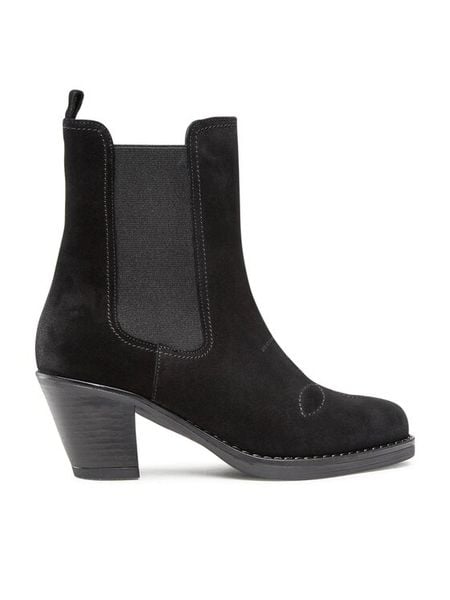 Simple Botki SL-36-02-000064 Czarny. Czarne botki damskie SIMPLE, bez wzorów, ze skóry, bez obcasa, na słupku, bez zapięcia. Za 479.99 zł.