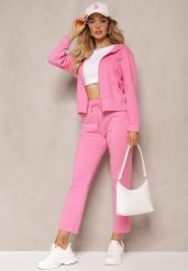 Różowy Komplet Dresowy Spodnie z Gumką w Pasie oraz Bluza z Kapturem na Suwak Starnie. Czerwone bluzy damskie Renee, l, bez wzorów, z dresówki, eleganckie, bez ramiączek, z kapturem. Za 74.99 zł.