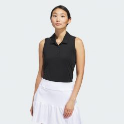 Koszulka Women's Ultimate365 Solid Sleeveless Polo. Czarne bluzki damskie Adidas, l, bez wzorów, z materiału, sportowe, bez kołnierzyka, bez ramiączek. Za 179.00 zł.