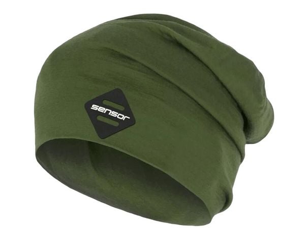 SENSOR Czapka MERINO ACTIVE safari-M. Zielone czapki damskie Sensor, bez wzorów, z materiału. Za 83.90 zł.