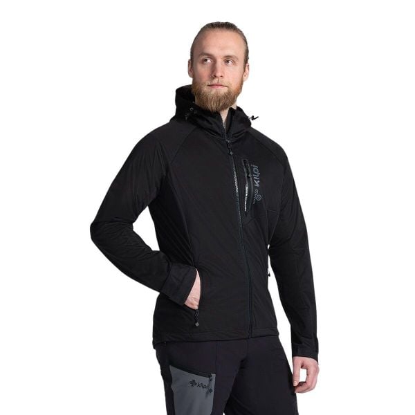 Kurtka turystyczna Kilpi Beltra. Czarne kurtki męskie Kilpi, m, bez wzorów, z softshellu, bez kaptura, trekkingowe. Za 370.41 zł.