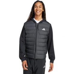 Kurtka męska adidas Essentials Climawarm Hybrid Down Hooded. Czarne kurtki męskie Adidas, m, bez wzorów, z materiału, z kapturem. Za 398.99 zł.