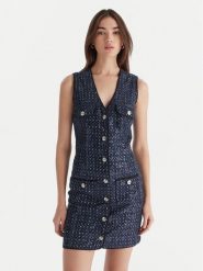 Guess Sukienka codzienna W5BK41 D0771 Granatowy Regular Fit. Niebieskie sukienki damskie Guess, na co dzień, xl, z aplikacjami, z bawełny, wizytowe, bez kołnierzyka, bez ramiączek, proste. Za 659.99 zł.