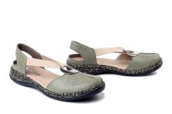 RIEKER 46361-52 green, sandały damskie. Zielone sandały damskie Rieker, bez wzorów, z gumy, bez obcasa, bez zapięcia. Za 329.90 zł.
