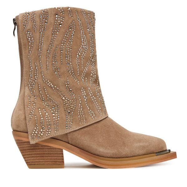 Kowbojki Alma En Pena. Brązowe botki damskie Alma En Pena, bez wzorów, bez obcasa, na słupku, bez zapięcia. Za 989.99 zł.