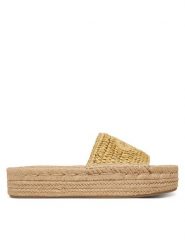 Calvin Klein Klapki Ebeth HW0HW02895 Beżowy. Brązowe klapki damskie Calvin Klein, bez wzorów, z syntetyku, bez obcasa, bez zapięcia. Za 289.99 zł.