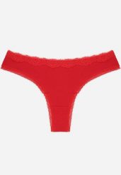 Czerwone Majtki Stringi z Bawełną z Koronką Aethimilia. Czerwone majtki damskie Renee, z bawełny. Za 6.99 zł.