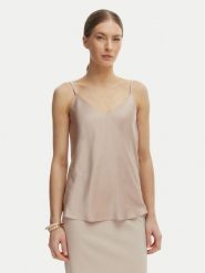 Rinascimento Top CFC0127685003 Beżowy Regular Fit. Brązowe topy damskie Rinascimento, l, bez wzorów, z syntetyku, bez kołnierzyka, bez ramiączek. Za 229.99 zł.