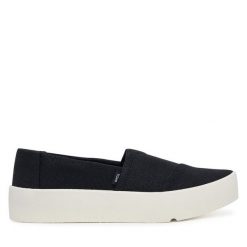 Półbuty Toms. Czarne półbuty damskie Toms, bez wzorów, bez obcasa, na płaskiej podeszwie, bez zapięcia. Za 259.99 zł.