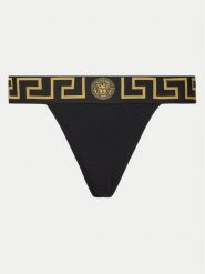 Versace Stringi AUD01042 1A10011 Czarny. Czarne majtki damskie Versace, z bawełny. Za 239.99 zł.