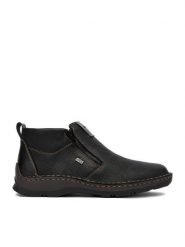 Rieker Botki 05398-00 Czarny. Czarne botki męskie Rieker, bez wzorów, ze skóry, bez obcasa, bez zapięcia. Za 399.99 zł.
