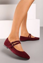 Bordowe Balerinki z Kwadratowym Noskiem z Ozdobnymi Paseczkami Nailone. Czerwone balerinki damskie Born2be, na lato, bez wzorów, eleganckie, z kwadratowym noskiem, bez obcasa, na płaskiej podeszwie, bez zapięcia. Za 49.99 zł.