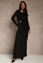 Czarna Marszczona Sukienka Koktajlowa Zdobiona Aplikacją w Talii Siweda. Czarne sukienki damskie Renee, s, z aplikacjami, z futra, klasyczne, bez kołnierzyka, bez ramiączek, kopertowe. Za 149.99 zł.