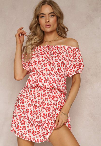 Czerwona Wiskozowa Sukienka Mini Hiszpanka z Gumką w Pasie Bradite. Czerwone sukienki damskie Renee, na co dzień, l, bez wzorów, z wiskozy, bez kołnierzyka, bez ramiączek, mini, proste. Za 39.99 zł.