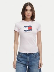 Tommy Jeans T-Shirt DW0DW22781 Różowy Regular Fit. Czerwone t-shirty damskie Tommy Jeans, xl, bez wzorów, z bawełny, bez kołnierzyka, bez ramiączek. Za 149.99 zł.