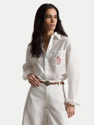 Polo Ralph Lauren Koszula 211A12786003 Biały Oversize. Białe koszule damskie Polo Ralph Lauren, l, bez wzorów, ze lnu, bez kołnierzyka, bez ramiączek. Za 859.99 zł.