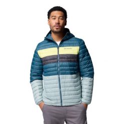 Kurtka sportowa męska Powder Pass Hooded Jacket. Niebieskie kurtki sportowe męskie Columbia, m, bez wzorów, z materiału, z kapturem, trekkingowe. Za 399.99 zł.