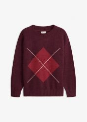 Sweter z mieszanki bawełny. Czerwone swetry nierozpinane damskie bonprix, bez wzorów, z bawełny, bez kołnierzyka, bez ramiączek. Za 134.99 zł.