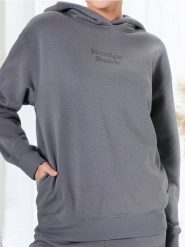 Bluza hoodie - szary. Szare bluzy damskie Sinsay, l, bez wzorów, bez ramiączek, bez kaptura. Za 25.99 zł.