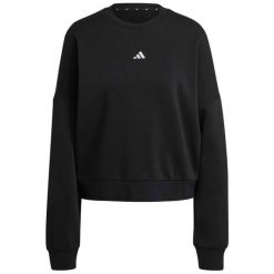 Bluza damska adidas Essentials Small Logo Feelcozy - czarna, luźny krój. Czarne bluzy damskie Adidas, s, bez wzorów, z bawełny, bez ramiączek, bez kaptura. Za 157.99 zł.
