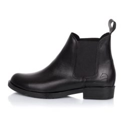 Buty jeździeckie sztyblety skórzane Rusttler damskie niskie Karo czarne. Czarne botki damskie bez wzorów, z materiału, klasyczne, bez obcasa, bez zapięcia. Za 529.52 zł.