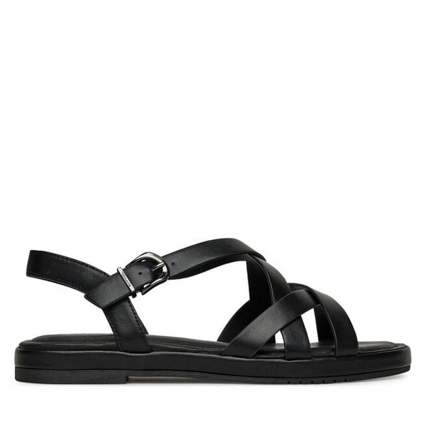 Sandały Tamaris. Czarne sandały damskie Tamaris, bez wzorów, bez obcasa, na płaskiej podeszwie, bez zapięcia. Za 129.99 zł.