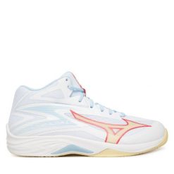 Buty halowe Mizuno. Białe obuwie sportowe damskie Mizuno, bez wzorów, bez zapięcia. Za 319.99 zł.