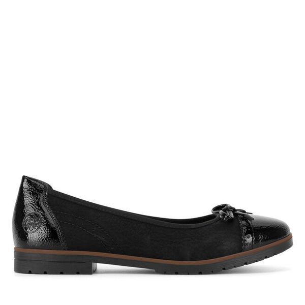 Baleriny Rieker. Czarne balerinki damskie Rieker, bez wzorów, bez obcasa, bez zapięcia. Za 319.99 zł.