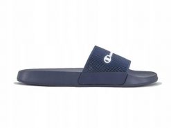 Klapki męskie na basen Champion Slide granatowe. Niebieskie klapki męskie Champion, bez wzorów, z materiału, bez zapięcia. Za 78.99 zł.
