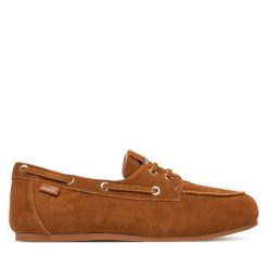 Półbuty LOVE MOSCHINO. Brązowe półbuty damskie Love Moschino, bez wzorów, bez obcasa, na płaskiej podeszwie, bez zapięcia. Za 789.99 zł.