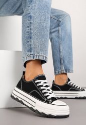 Czarne Trampki na Platformie z Paskami i Niską Cholewką Zienelle. Czarne trampki i tenisówki damskie Renee, bez wzorów, z jeansu, przed kostkę, bez zapięcia. Za 74.99 zł.