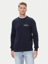 Tommy Hilfiger Bluza Stacked MW0MW39376 Granatowy Regular Fit. Niebieskie bluzy męskie Tommy Hilfiger, m, bez wzorów, z bawełny, bez ramiączek, bez kaptura. Za 299.99 zł.